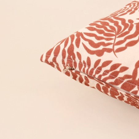 Coussin extérieur feuillages terracotta coton | Hashtag Déco