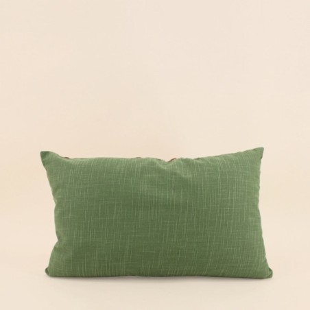 Coussin coton vert imprimé soleil 30x50cm | Hashtag Déco
