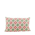 Coussin coton vert imprimé soleil 30x50cm | Hashtag Déco