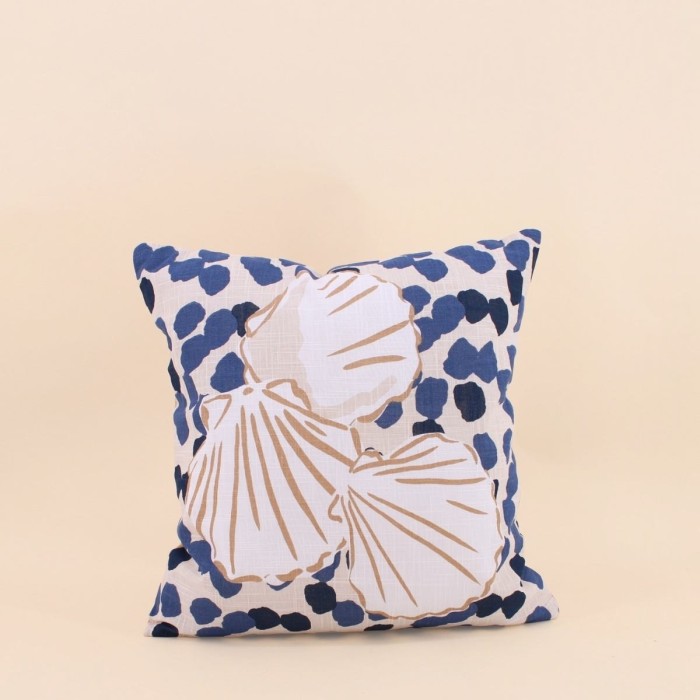 Coussin coton imprimé coquillages 40x40 cm | Hashtag Déco