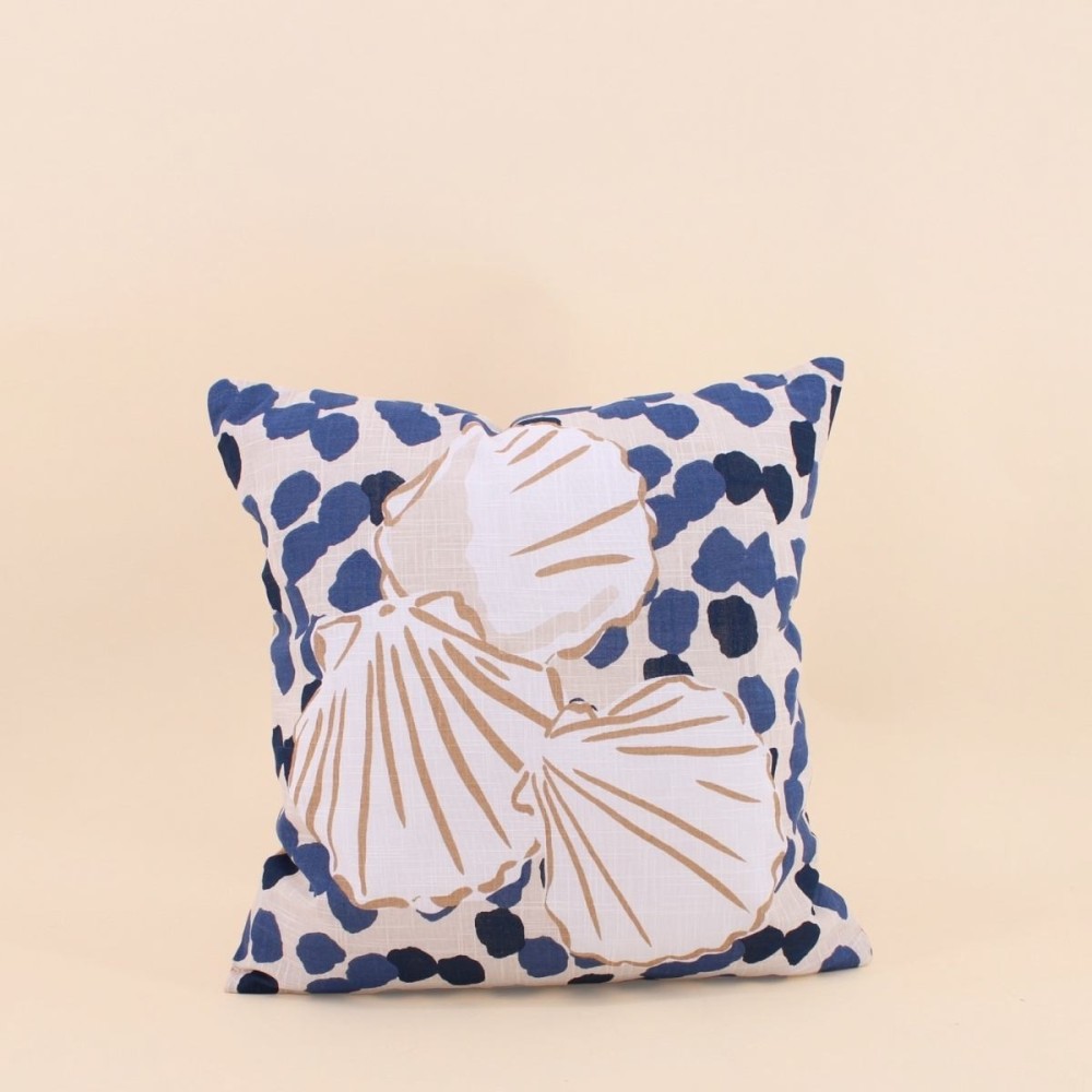 Coussin coton imprimé coquillages 40x40 cm | Hashtag Déco