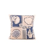 Coussin coton flammé imprimé coquillages bleu | Hashtag Déco