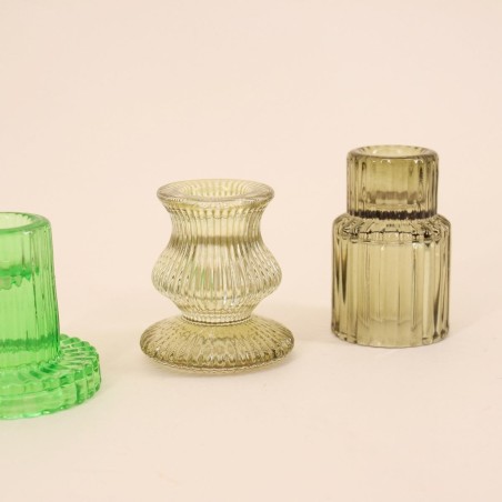 Set 5 bougeoirs en verre vert sérénité | Hashtag Déco