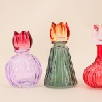 Set de 4 bougeoirs fleurs en verre coloré | Hashtag Déco