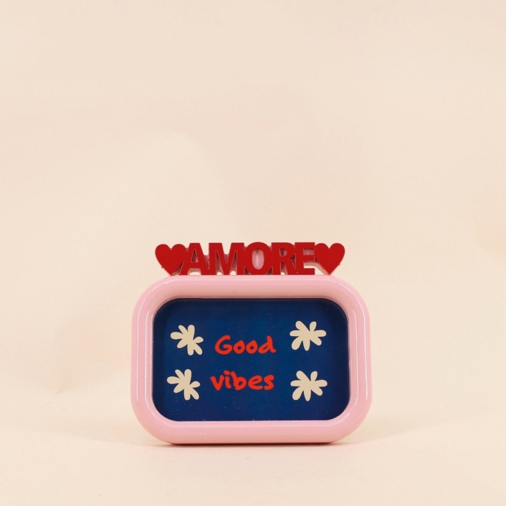 Cadre photo AMORE rose/rouge en verre 10x15cm | Hashtag Déco