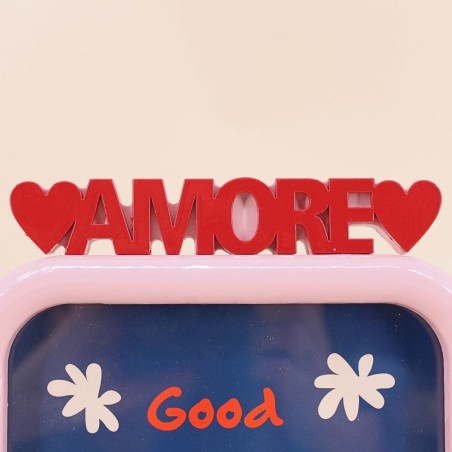 Cadre photo AMORE rose/rouge en verre 10x15cm | Hashtag Déco