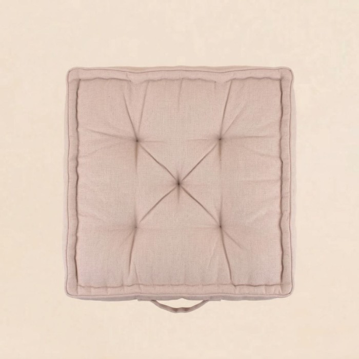 Coussin de sol déperlant uni 60x60cm effet lin | Hashtag Déco