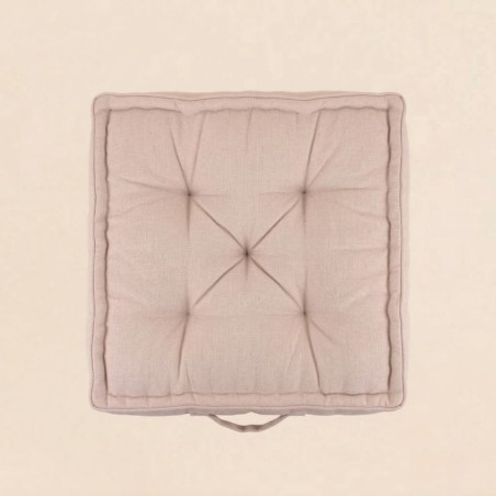 Coussin de sol déperlant uni 60x60cm effet lin | Hashtag Déco