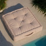 Coussin de sol déperlant uni 60x60cm effet lin | Hashtag Déco