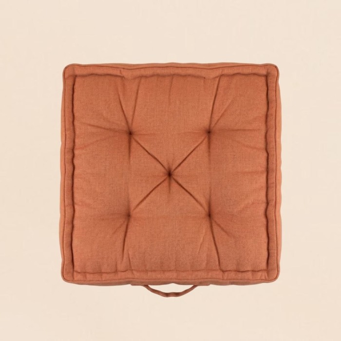 Coussin sol lin déperlant terracotta 60x60 cm | Hashtag Déco