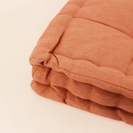 Coussin sol lin déperlant terracotta 60x60 cm | Hashtag Déco