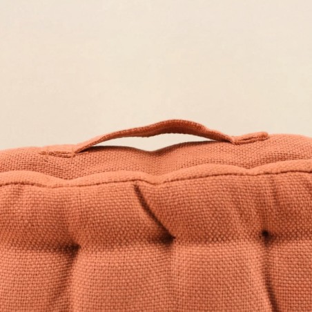 Coussin sol lin déperlant terracotta 60x60 cm | Hashtag Déco
