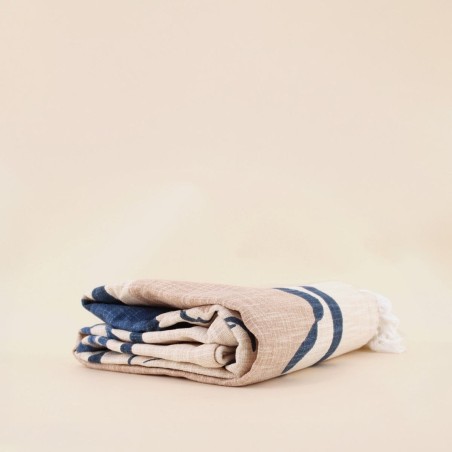 Plaid coton flammé coquillages beige 150x150cm | Hashtag Déco