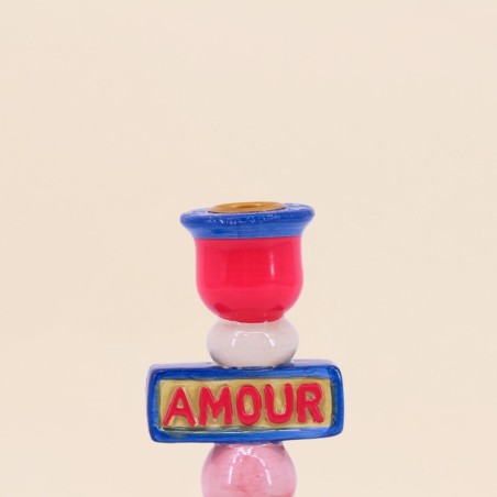 Bougeoir amour rouge en dolomite 20cm | Hashtag Déco