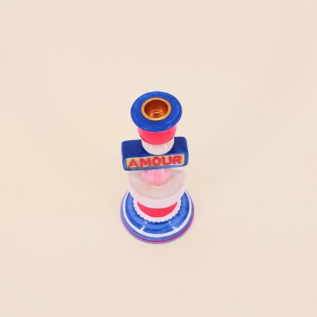 Bougeoir amour rouge en dolomite 20cm | Hashtag Déco