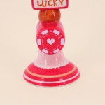 Bougeoir rouge en dolomite 20cm élégant | Hashtag Déco