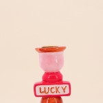 Bougeoir rouge en dolomite 20cm élégant | Hashtag Déco