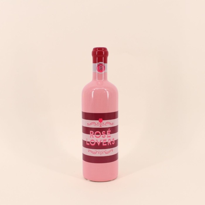 Vase bouteille faïence rose rayé 29cm | Hashtag Déco