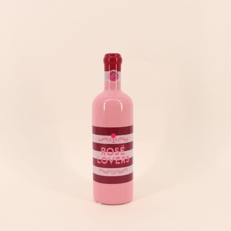 Vase bouteille faïence rose rayé 29cm | Hashtag Déco