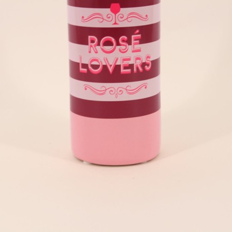 Vase bouteille faïence rose rayé 29cm | Hashtag Déco