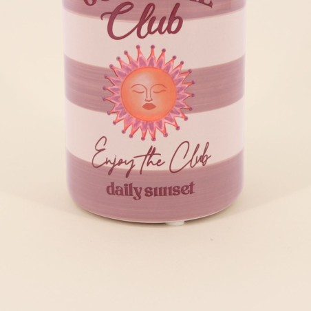 Vase en faïence rayé beige rose 21cm | Hashtag Déco