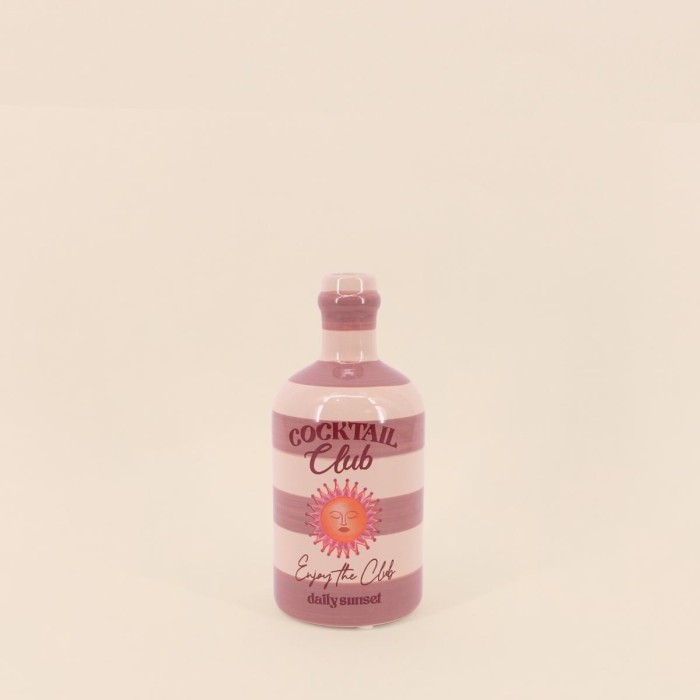 Vase en faïence rayé beige rose 21cm | Hashtag Déco