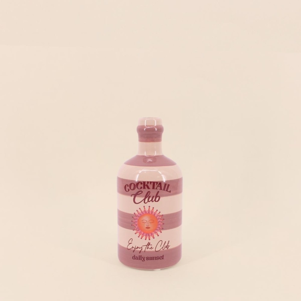 Vase en faïence rayé beige rose 21cm | Hashtag Déco