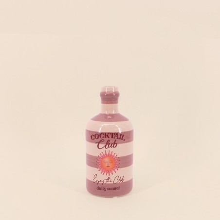 Vase en faïence rayé beige rose 21cm | Hashtag Déco