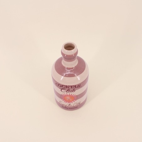 Vase en faïence rayé beige rose 21cm | Hashtag Déco