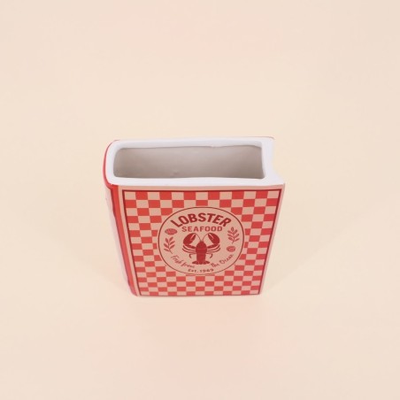 Vase homard dolomite rouge 18cm | Hashtag Déco