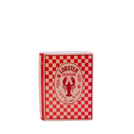 Vase homard dolomite rouge 18cm | Hashtag Déco