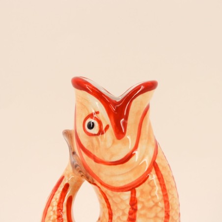 Vase poisson dolomite jaune rouge 17cm | Hashtag Déco