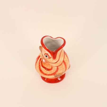 Vase poisson dolomite jaune rouge 17cm | Hashtag Déco