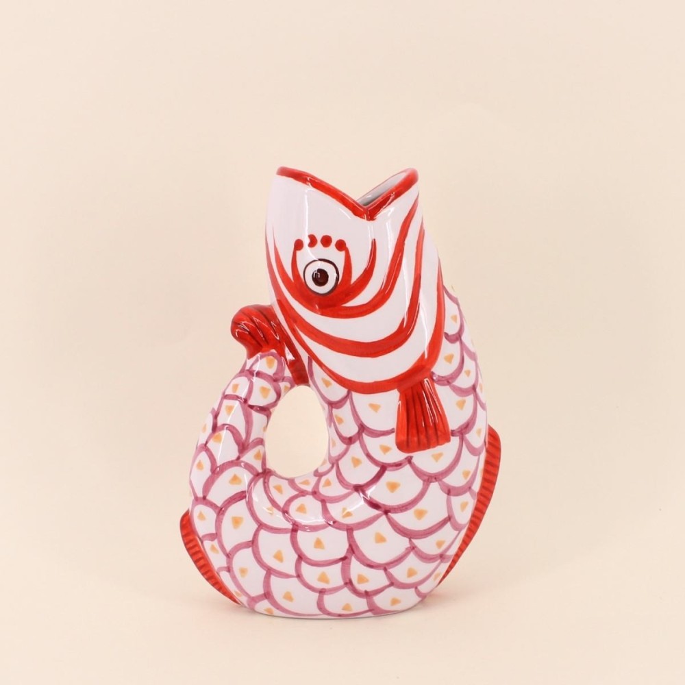 Vase poisson dolomite rouge 25cm | Hashtag Déco