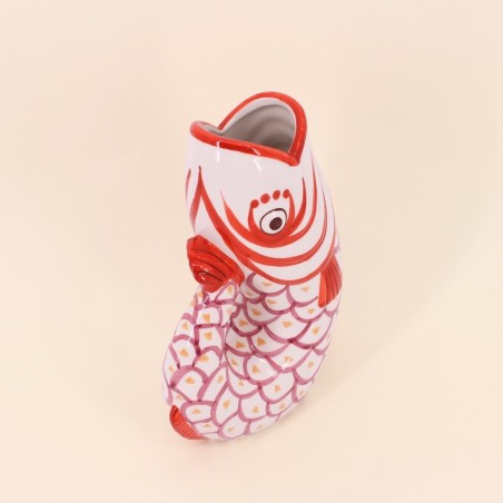 Vase poisson dolomite rouge 25cm | Hashtag Déco