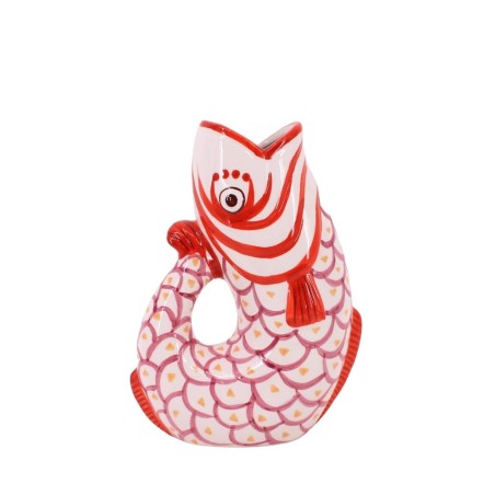 Vase poisson dolomite rouge 25cm | Hashtag Déco