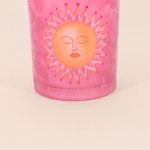 Photophore soleil verre rose 12cm lumière douce | Hashtag Déco