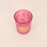 Photophore soleil verre rose 12cm lumière douce | Hashtag Déco