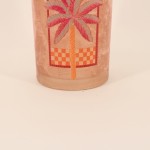 Photophore palmier verre beige rose 18cm | Hashtag Déco