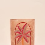 Photophore palmier verre beige rose 18cm | Hashtag Déco