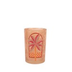 Photophore palmier verre beige rose 18cm | Hashtag Déco