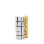 Vase quadrillé vert en grès, citrons relief | Hashtag Déco