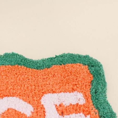 Tapis de bain coton orange vert 50x80cm | Hashtag Déco
