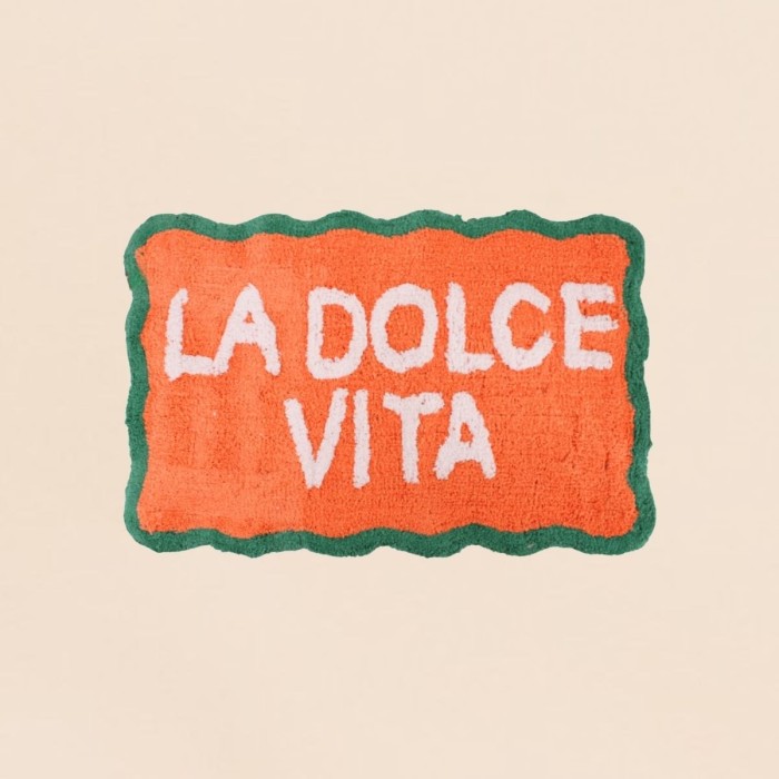 Tapis de bain coton orange vert 50x80cm | Hashtag Déco