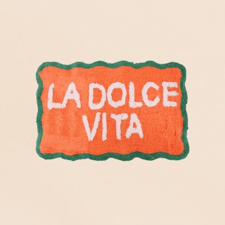 Tapis de bain coton orange vert 50x80cm | Hashtag Déco