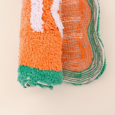 Tapis de bain coton orange vert 50x80cm | Hashtag Déco