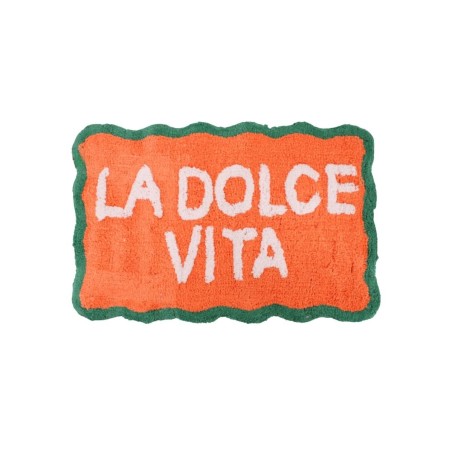 Tapis de bain coton orange vert 50x80cm | Hashtag Déco