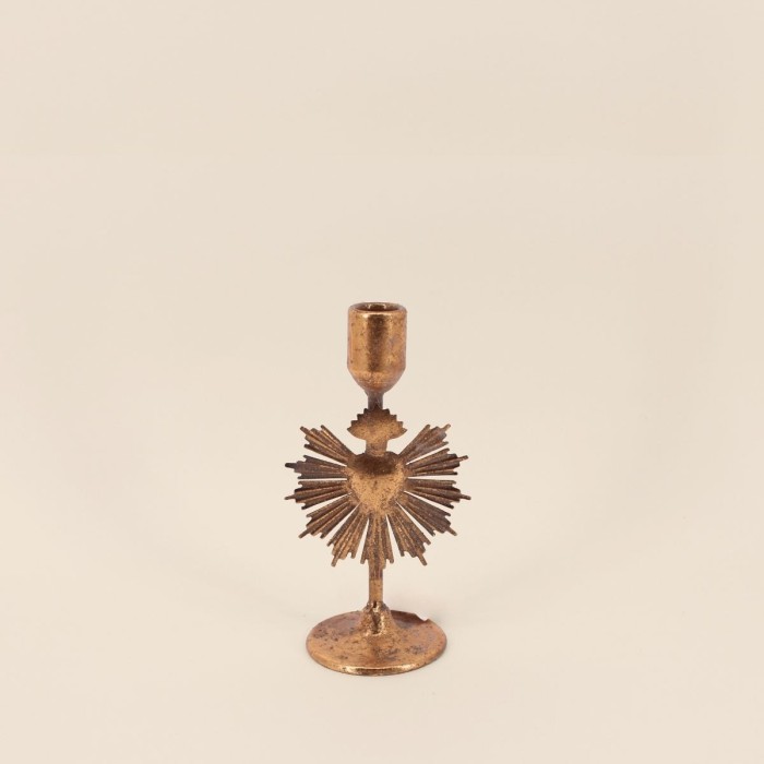 Bougeoir coeur en métal doré 20cm | Hashtag Déco