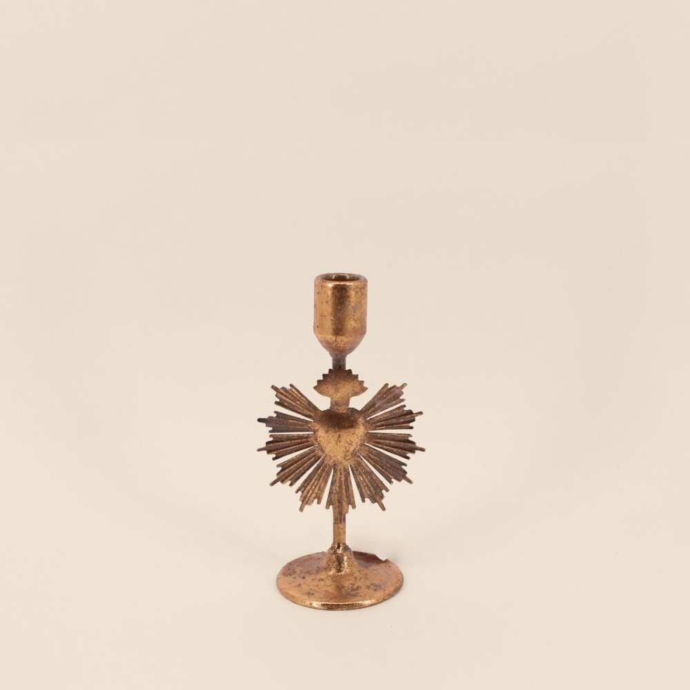 Bougeoir coeur en métal doré 20cm | Hashtag Déco