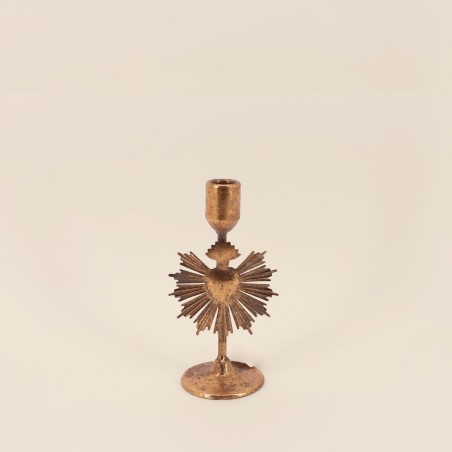 Bougeoir coeur en métal doré 20cm | Hashtag Déco